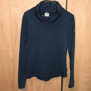 Dark green and teal Nike Pro cowl neck